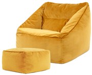 Natalia Velvet Armchair Bean Bag + Footstool