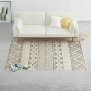 vidaXL Vloerkleed handgeweven 140x200 cm wol wit/grijs/zwart/bruin