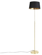 Vloerlamp goud/messing met zwarte kap 35 cm verstelbaar - Parte Klassiek / Antiek E27 cilinder / rond rond Binnenverlichting Lamp