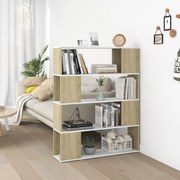 vidaXL Boekenkast/kamerscherm 100x24x124 cm wit en sonoma eikenkleurig