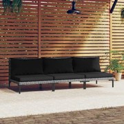 vidaXL Tuinbanken 3 st met kussens halfrond poly rattan