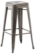 Stapelbare Hoge Kruk Van Staal Lix ↑75 Cm & Geborsteld Grijs - Sklum