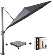 Challenger T1 parasol 350 cm rond antraciet met 90KG voet en hoes