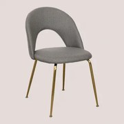 Eetkamerstoel Bekleed Met Glorys Style-stof Grijs – Taupe & Goud - Sklum