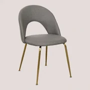 Eetkamerstoel Bekleed Met Glorys Style-stof Grijs – Taupe & Goud - Sklum
