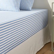 Katoenen hoeslaken, omslag 30 cm, blauw, Soizic