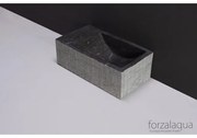Forzalaqua Venetia Xs fonteinbak 29x16x10cm wasbak Rechts 1 kraangat links Natuursteen Blauw grijs gefrijnd 100235