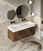 Muebles Calas badmeubel ribbelfront 120cm walnoot met solid surface wastafel zonder kraangaten