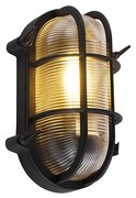 Industriële wand- en plafondlamp zwart ovaal IP44 - Noutica
