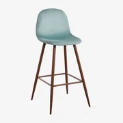Set Van 2 Hoge Krukken Van Glamm-fluweel Grün Tanne & ↑75 Cm & Donker Hout - Sklum