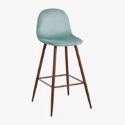 Set Van 2 Hoge Krukken Van Glamm-fluweel Grün Tanne & ↑75 Cm & Donker Hout - Sklum