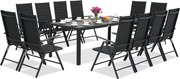 Aluminium polywood tuinmeubelen met grote Verona tafel voor 12 personen Garden Point zwart