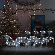 vidaXL Buitenkerstversiering rendieren en slee 100 LED's zilverkleurig