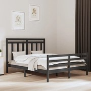 vidaXL Bedframe massief hout grijs 160x200 cm