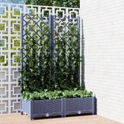 vidaXL Plantenbak met latwerk 80x40x121,5 cm polypropeen donkergrijs