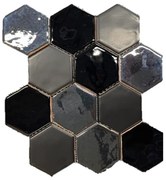 Terre d'Azur Hexagonale Mosaic wandtegel 28x30cm zwart