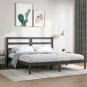 vidaXL Bedframe massief hout grijs 180x200 cm 6FT Super King