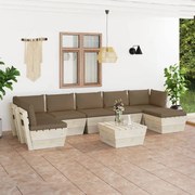 vidaXL 8-delige Loungeset met kussens pallet vurenhout