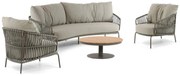 Stoel en Bank Loungeset 5 personen Aluminium/rope Taupe 4 Seasons Outdoor Capalbio/Salerno