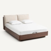 Commodebed, met opklapbare basis, in walnootfineer, ANGELO
