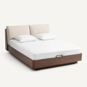 Tweepersoonsbed met opbergruimte in walnootfineer, Angelo