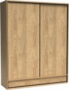 Kledingkast Etrmoni 109, Licht hout, 221x177x59cm, 184 kg, Kledingkast deuren: Schuivend, Aantal planken: 2, Aantal planken: 2