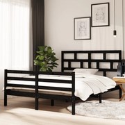 vidaXL Bedframe massief hout zwart 150x200 cm 5FT King Size