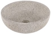 Differnz Terrazzo waskom - 40x40x15cm - rond - terrazzo - mat wit/zwart 38.010.55