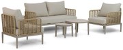 Stoel en Bank Loungeset 4 personen Wicker/Aluminium Taupe  Coco Ibiza