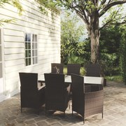 vidaXL 7-delige Tuinset met kussens poly rattan bruin