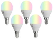 Set van 5 Smart E14 LED lampen G45 opaal RGBW 4.9W 470 lm 2700-6500K