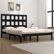 vidaXL Bedframe massief grenenhout zwart 135x190 cm 4FT6 Double