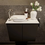 Mondiaz Fowy toiletmeubel 60cm urban met witte waskom links en kraangat