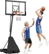 VEVOR draagbare basketbalstandaard, max. 3,05 m in hoogte verstelbare (handmatige) basketbalring, basketbalsysteem met 130 cm PC-achterbord, basketbalringsysteem met achterbordset voor terrassen en scholen
