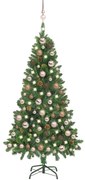 vidaXL Kunstkerstboom met LED's, kerstballen en dennenappels 150 cm