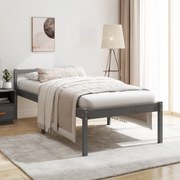 vidaXL Bedframe massief hout grijs 75x190 cm 2FT6 small single