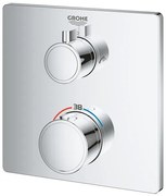 GROHE Grohtherm afbouwdeel voor inbouw badkraan thermostatisch met omstel douche en baduitloop rechthoekig chroom 24080000