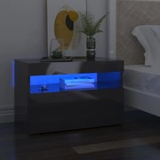 vidaXL Nachtkastje met LED-verlichting 60x35x40 cm hoogglans grijs