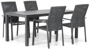 Tuinset 4 personen 180 cm Aluminium/textileen Grijs Presto Ricadi/Madras