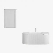 Carsone Houten Badkamermeubelset Met Geïntegreerde Wastafel Wit & Wit & Spiegelloze & Geborsteld Grijs ↑20 Cm Met Overloop Aftapventiel Orveta - Sklum
