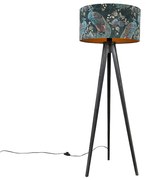 Vloerlamp tripod zwart met kap pauw 50 cm - Tripod Classic Modern E27 rond Binnenverlichting Lamp