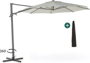 + 15% kassakorting | Parasol Shadowline Francisco | Inclusief hoes | Rond | 330cm | Met draaihendel | Grijs/Antraciet | Kees Smit Tuinmeubelen
