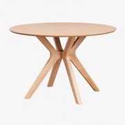Ronde Eettafel Ø120 Cm In Mdf En Arnaiz Rubberhoutfineer Natuurlijk Hout - Sklum