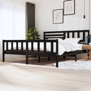 vidaXL Bedframe massief hout zwart 200x200 cm