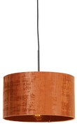 Stoffen Moderne hanglamp zwart met kap oranje 35 cm - Combi Modern E27 Binnenverlichting Lamp