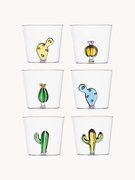 Handgemaakte waterglazen Desert Plants van borosilicaatglas, 6-delig