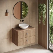 Muebles Mairi badmeubel ribbelfront 80cm warm eiken zonder waskom