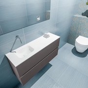 Mondiaz Ada 100cm toiletmeubel dark grey met wastafel talc links zonder kraangat