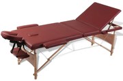 vidaXL Inklapbare massagetafel 3 zones met houten frame (Rood)