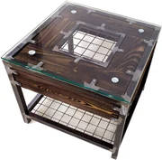 CHYRKA® Salontafel HALICZ salontafel LH ​​Loft Vintage Bar Industrieel design handgemaakt hout glas metaal
